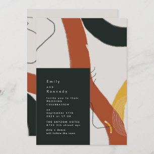 モダン色彩の鮮やかアート抽象芸術クリエイティブ結婚ズ 招待状