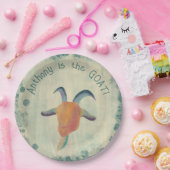 モダン色彩の鮮やかヤギイラストレーションパーソナライズされた ペーパープレート (パーティー)