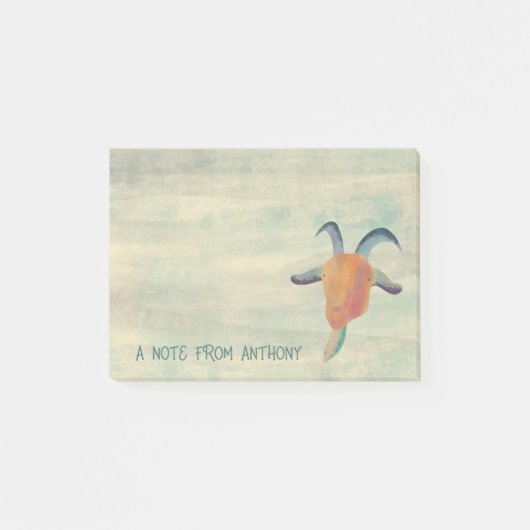 モダン色彩の鮮やかヤギイラストレーションパーソナライズされた ポストイット (正面)