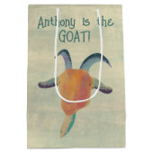 モダン色彩の鮮やかヤギイラストレーションパーソナライズされた ミディアムペーパーバッグ (裏面)