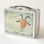 モダン色彩の鮮やかヤギイラストレーションパーソナライズされた メタルランチボックス (正面)