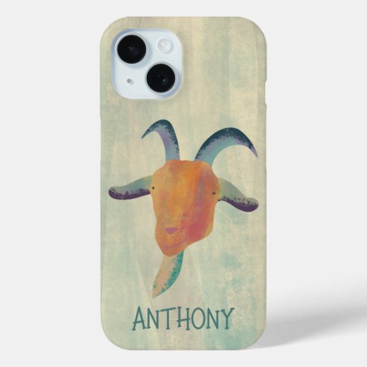 モダン色彩の鮮やかヤギイラストレーションパーソナライズされた Case-Mate iPhoneケース (裏面)