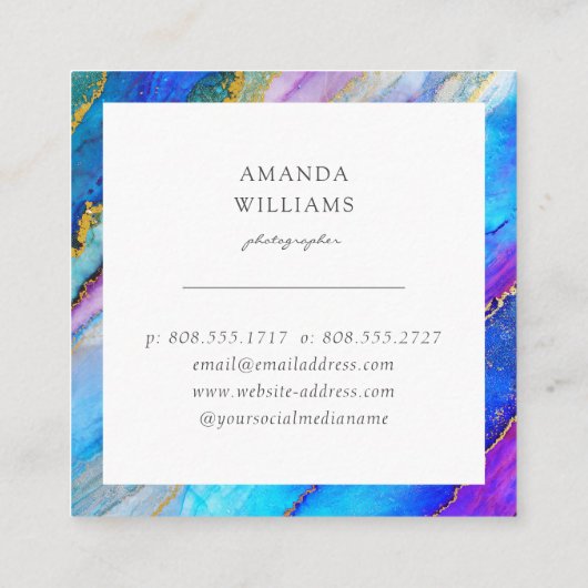 モダン色彩の鮮やか抽象芸術 スクエア名刺 (裏面)