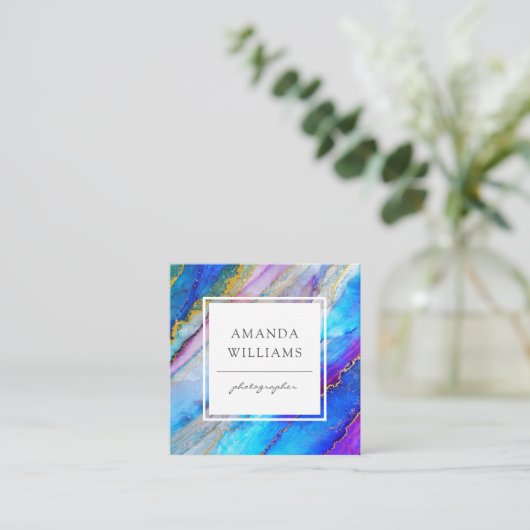 モダン色彩の鮮やか抽象芸術 スクエア名刺 (スタンド正面)