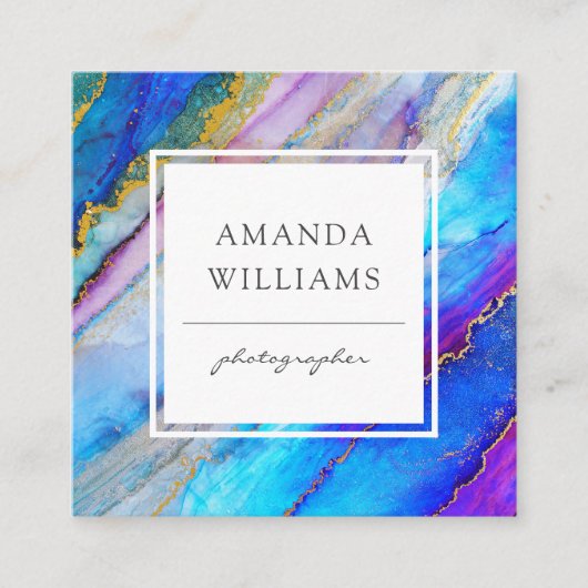 モダン色彩の鮮やか抽象芸術 スクエア名刺 (正面)
