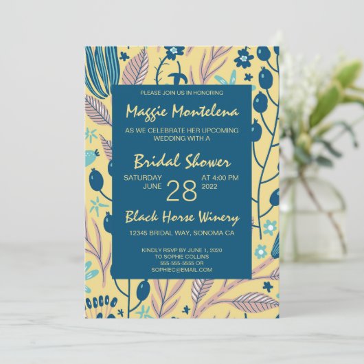 モダン色彩の鮮やかBotanical Bridal Shower Invitation 招待状 (スタンド正面)