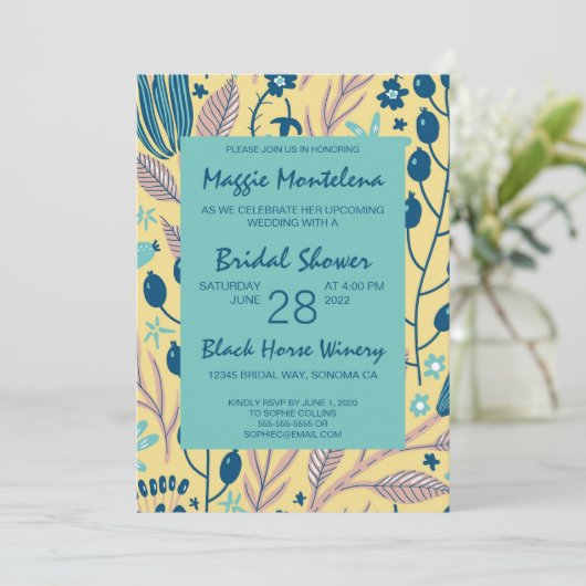 モダン色彩の鮮やかBotanical Bridal Shower Invitation 招待状 (スタンド正面)