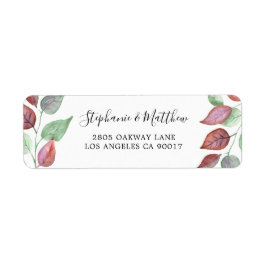 モダン色彩の鮮やかBurgundy Leaf Water Color Folids ラベル