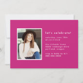 モダン色彩の鮮やかMagenta Photo Gradation Party 招待状 (裏面)