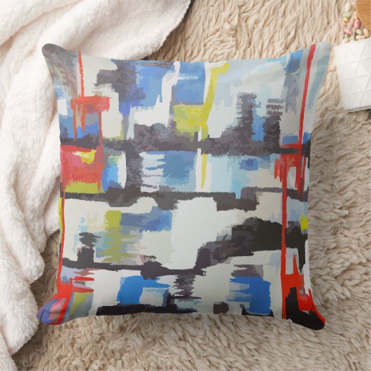 モダン色数々の抽象芸術レトロ様正方形 クッション (ブランケット)