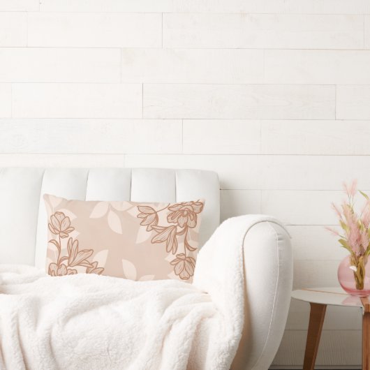 モダン花と葉オーナメント ランバークッション (ソファ)