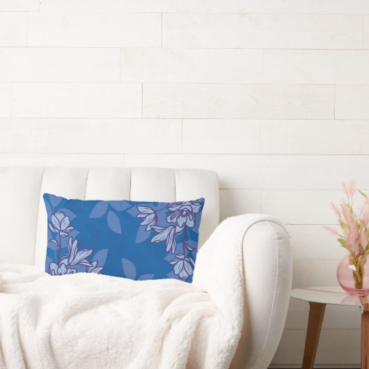 モダン花と葉オーナメント ランバークッション (ソファ)