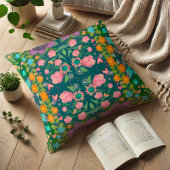 モダン花の模様カラフルかわいらし検査 クッション