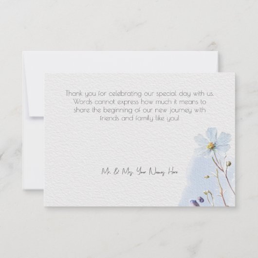 モダン花の花の花 サンキューカード (裏面)