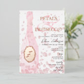 モダン花びら&プロセッコピンクローズブライダルシャワー 箔招待状 (立ち正面)