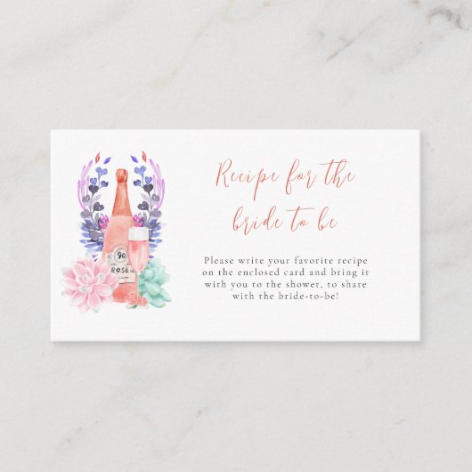 モダン花びら&プロセッコブライダルシャワーレシピ エンクロージャーカード (正面)