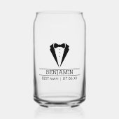 モダン花婿介添人名前をカスタムするとTuxedo ガラス缶 (正面)
