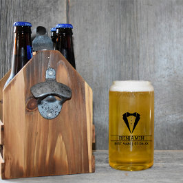 モダン花婿介添人名前をカスタムするとTuxedo ガラス缶