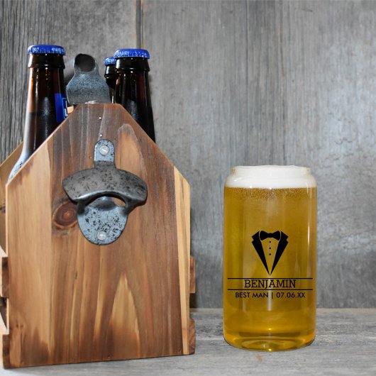 モダン花婿介添人名前をカスタムするとTuxedo ガラス缶