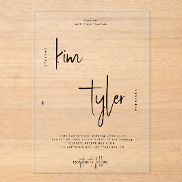 モダン花嫁と花婿の台本結婚名 アクリル招待状