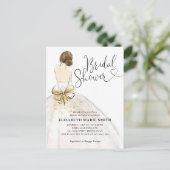 モダン花嫁ホワイト金ゴールドズ結婚ガウンブライダルシャワー ポストカード (スタンド正面)