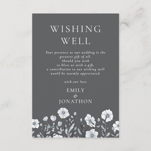 モダン花模様がグレイ結婚を望む エンクロージャーカード (正面)