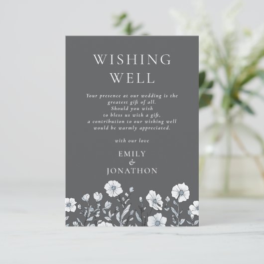 モダン花模様がグレイ結婚を望む エンクロージャーカード (スタンド正面)