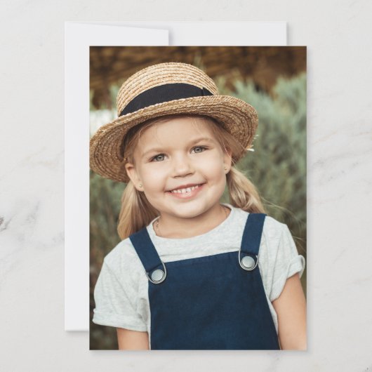 モダン花模様バイブル写真最初の聖餐式 招待状 (裏面)