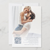 モダン花模様フォトオーバーレイブルー文字QR結婚s 招待状 (裏面)