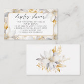 モダン花模様縁ど表示ブライダルシャワー エンクロージャーカード (正面/裏面)