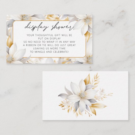 モダン花模様縁ど表示ブライダルシャワー エンクロージャーカード (正面/裏面)