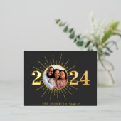 モダン花火おめでとうの写真 箔シーズンポストカード (立ち正面)