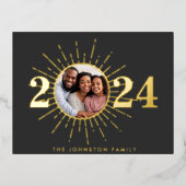 モダン花火おめでとうの写真 箔シーズンポストカード (正面)