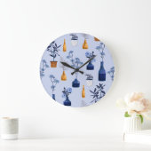 モダン花瓶ヴィンテージモノトーンの ラージ壁時計 (ホーム)