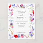 モダン花結婚の インビテーションポストカード (正面)