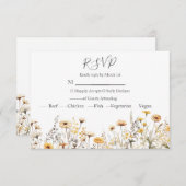 モダン花結婚の 出欠カード (正面/裏面)