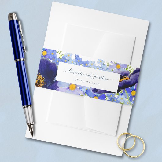 モダン花結婚の 招待状ベリーバンド