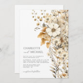 モダン花結婚の 招待状 (正面/裏面)