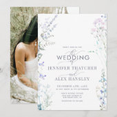 モダン花結婚の 招待状 (正面/裏面)