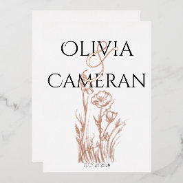 モダン花結婚の 箔招待状