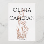 モダン花結婚の 箔招待状 (正面)