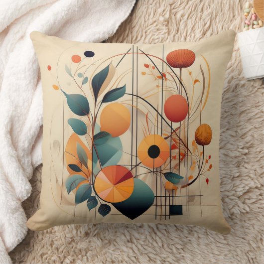 モダン花 クッション (ブランケット)