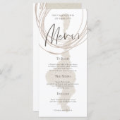 モダン芸術品を気取った線の形状ベージュ結婚の メニュー (正面/裏面)