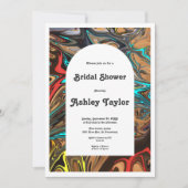 モダン芸術的カラフル抽象芸術ブライダルシャワー 招待状 (正面)