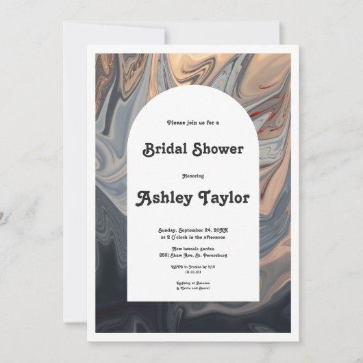 モダン芸術的ミニマル抽象芸術ブライダルシャワー 招待状 (正面)