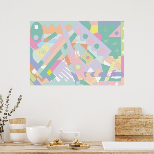 モダン芸術的抽象芸術幾何スタイルクール ポスター (キッチン)