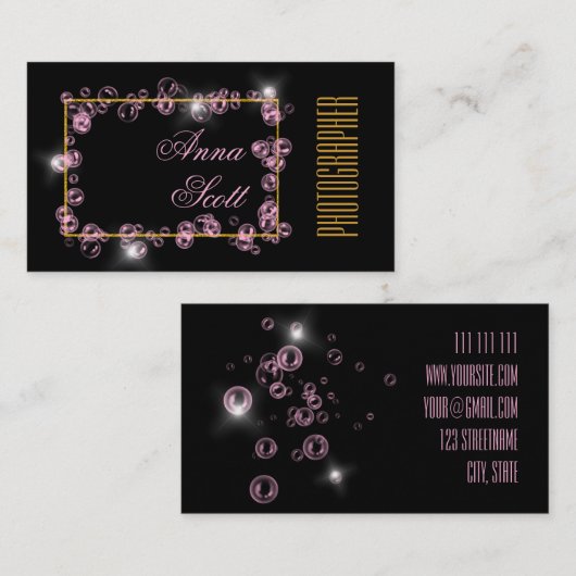 モダン芸術的抽象芸術金ゴールドブラックピンク色 名刺 (正面/裏面)