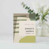 モダン芸術的抽象芸術・グリーン結婚のお礼 ポストカード (スタンド正面)