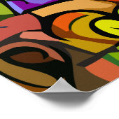 モダン芸術的星の絵画夜 ポスター (角)