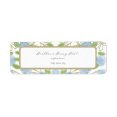 モダン芸術的水結婚色差出人住所 ラベル (正面)